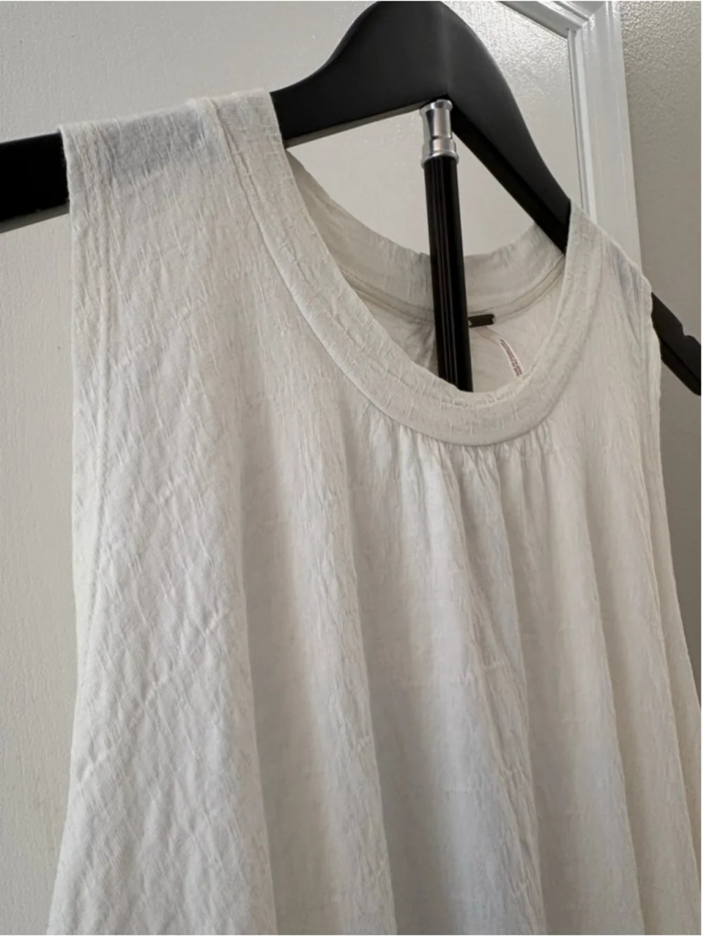 Free People Right On Time Tiered Tunic Cami Top White Cream Open Back Size M